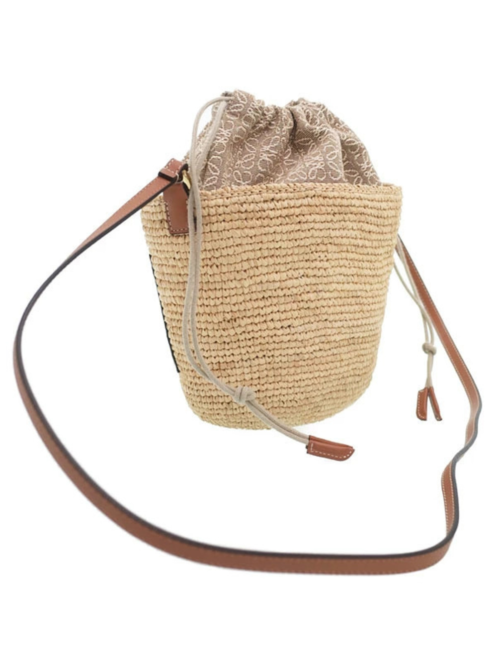 Loewe raffia Ibiza leather Pochette caramel bag natural calfskin Brown Slit